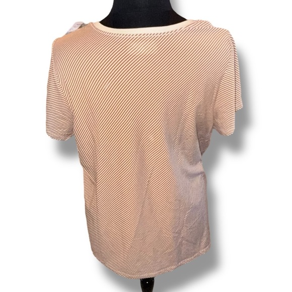 NWT LANE BRYANT Modern Short Sleeve V-Neck Stripe Tee Size - Beige/Tan 18/20 - Picture 5 of 16